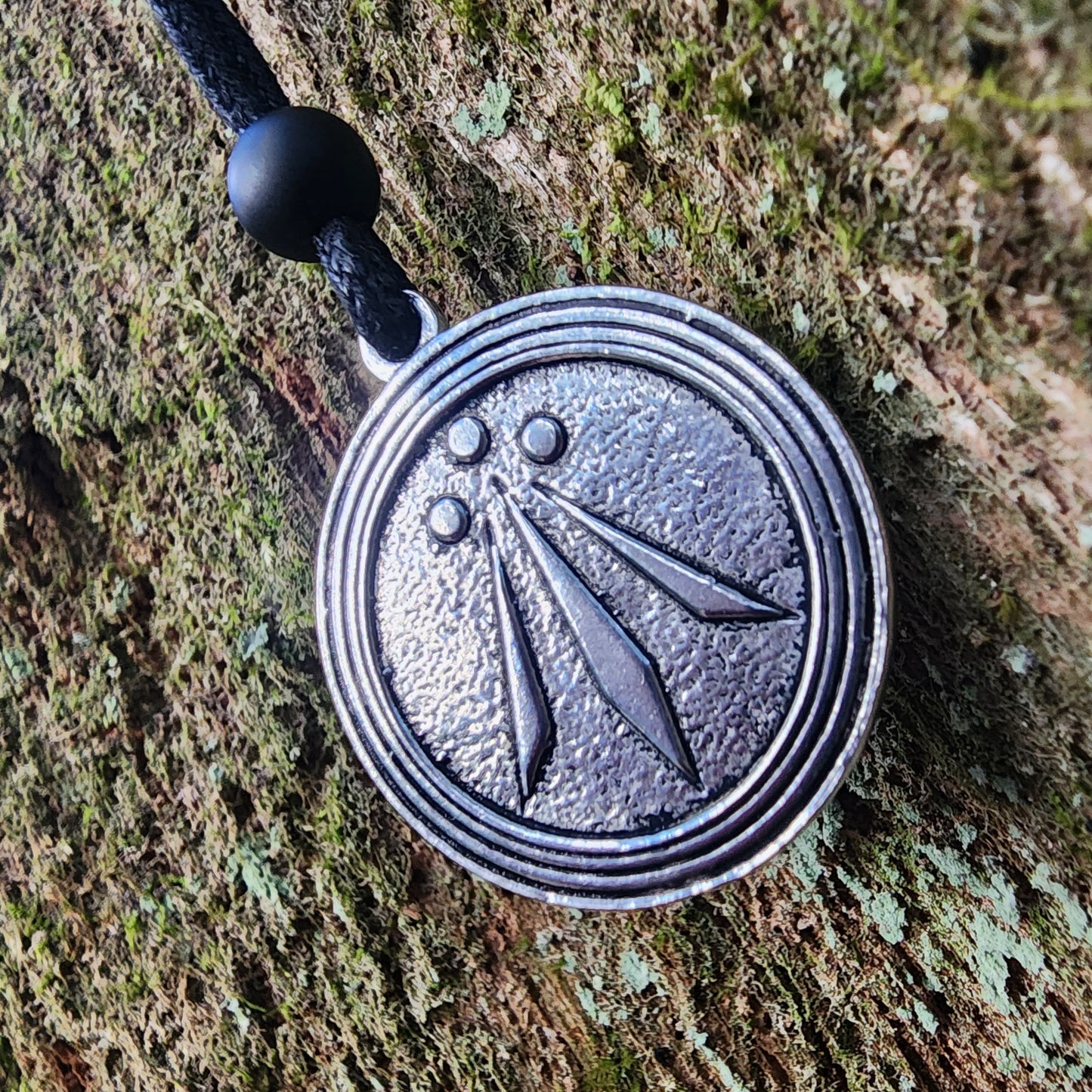 Fine Pewter Druid Awen Symbol Pendant - Necklace - Double Sided