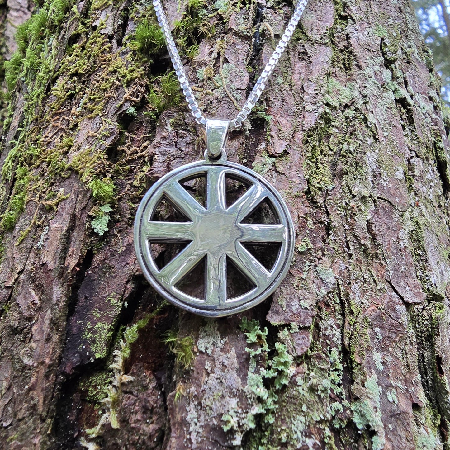 Sterling Silver Wheel of Taranis Pendant - Double Sided