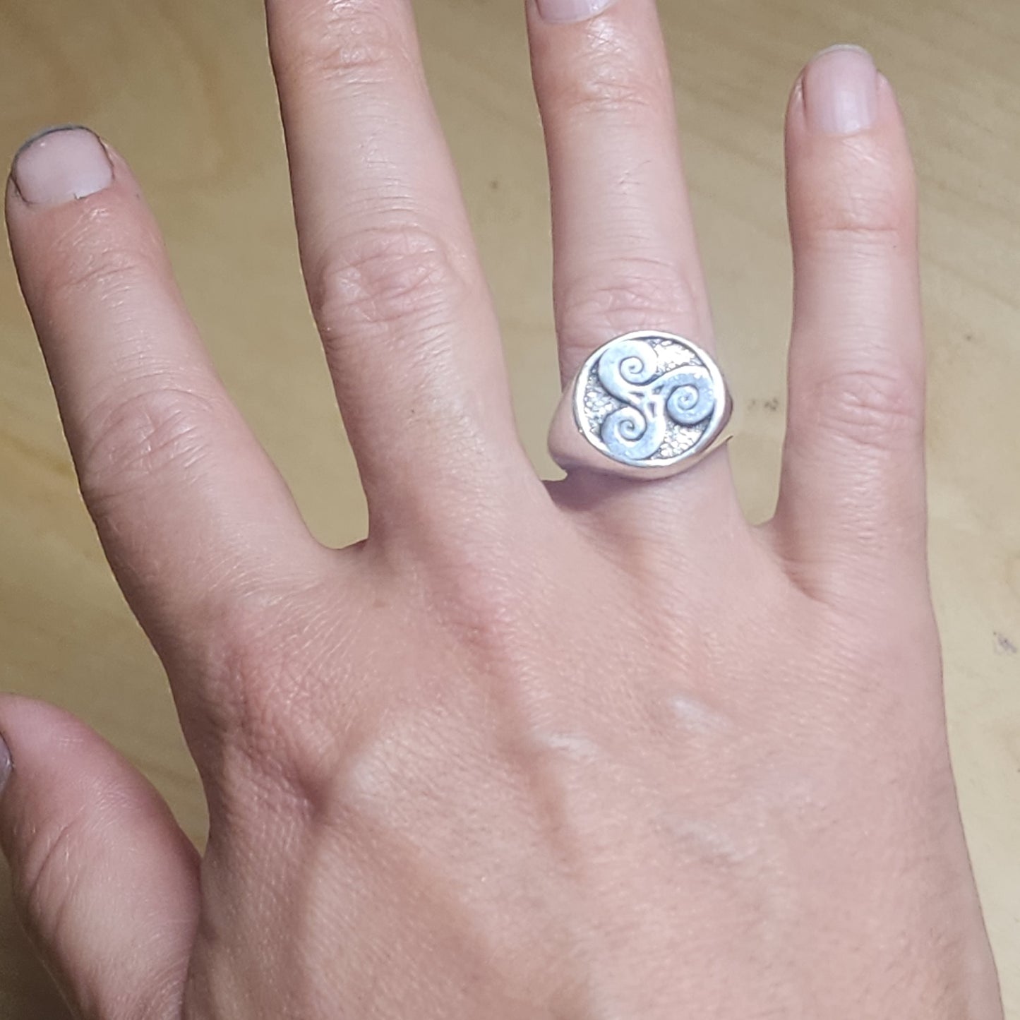 Triskelion Sterling Silver Signet Ring