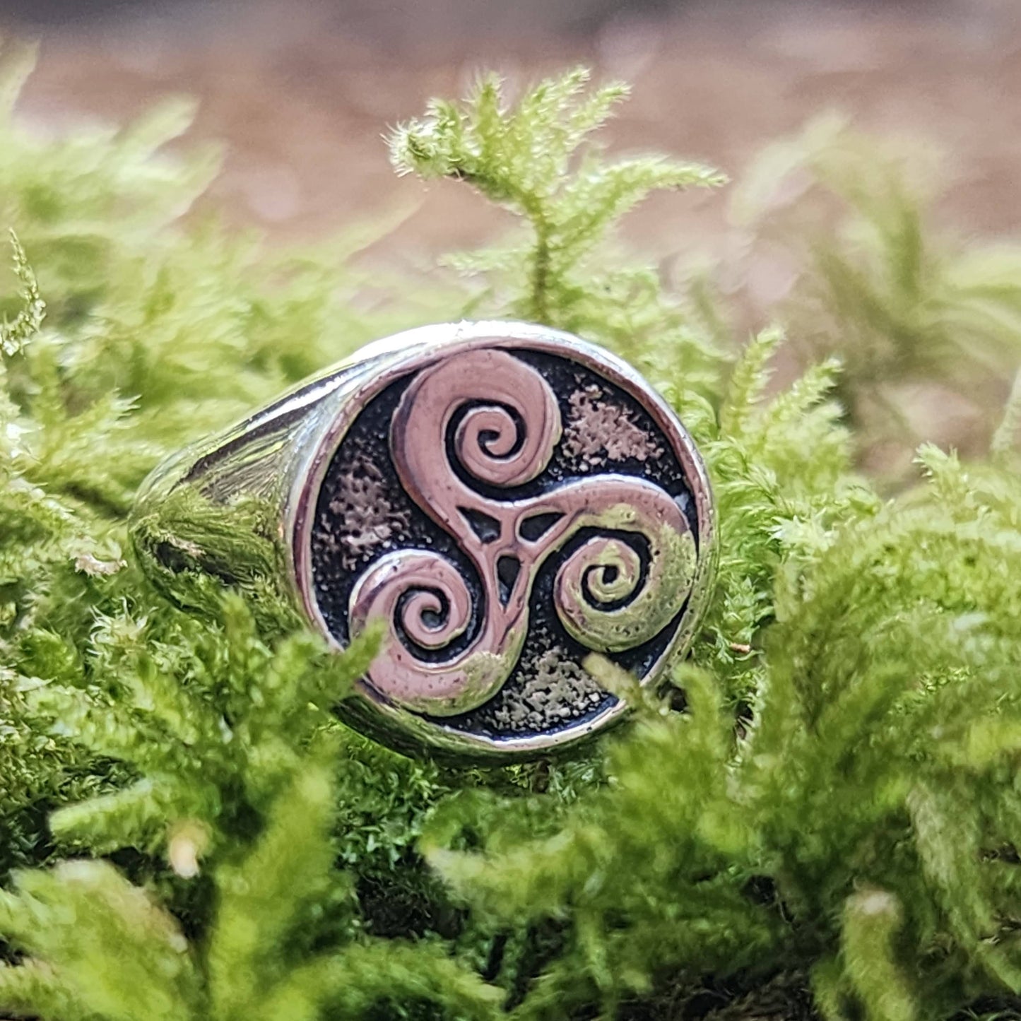 Triskelion Sterling Silver Signet Ring