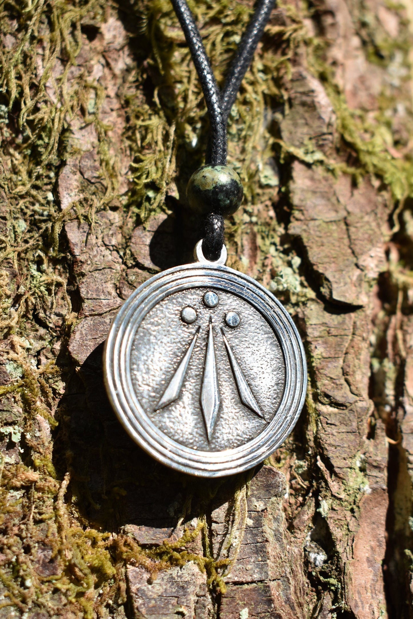 Sterling Silver Druid Awen Symbol Pendant - Double Sided