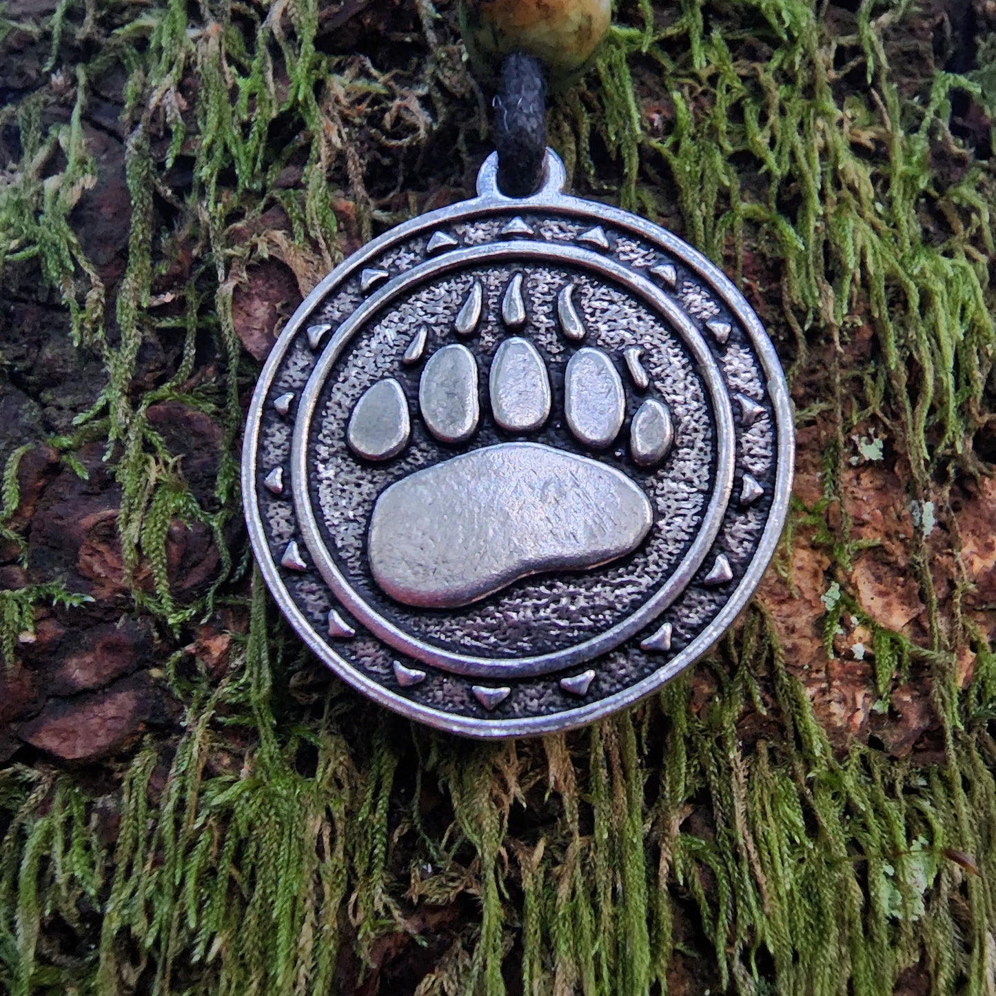 Sterling Silver Bear Paw Pendant - Totem - Double Sided