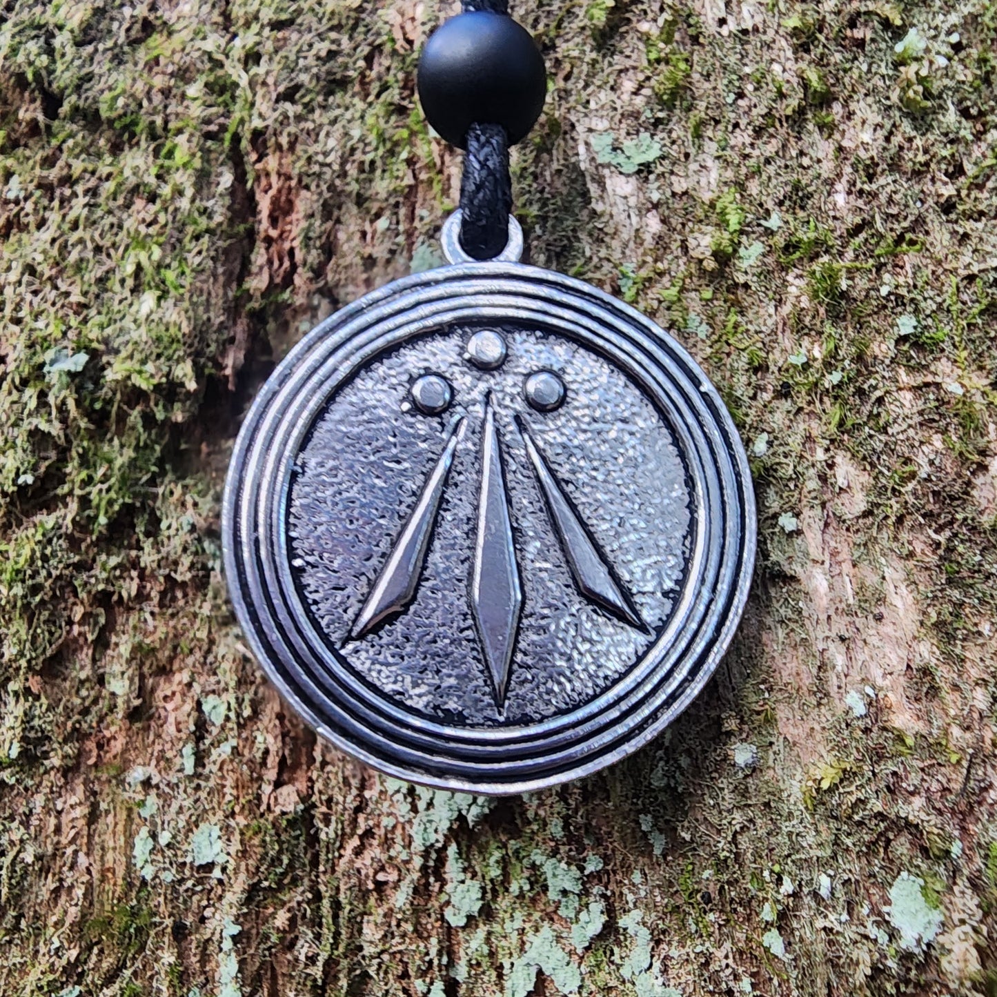 Fine Pewter Druid Awen Symbol Pendant - Necklace - Double Sided