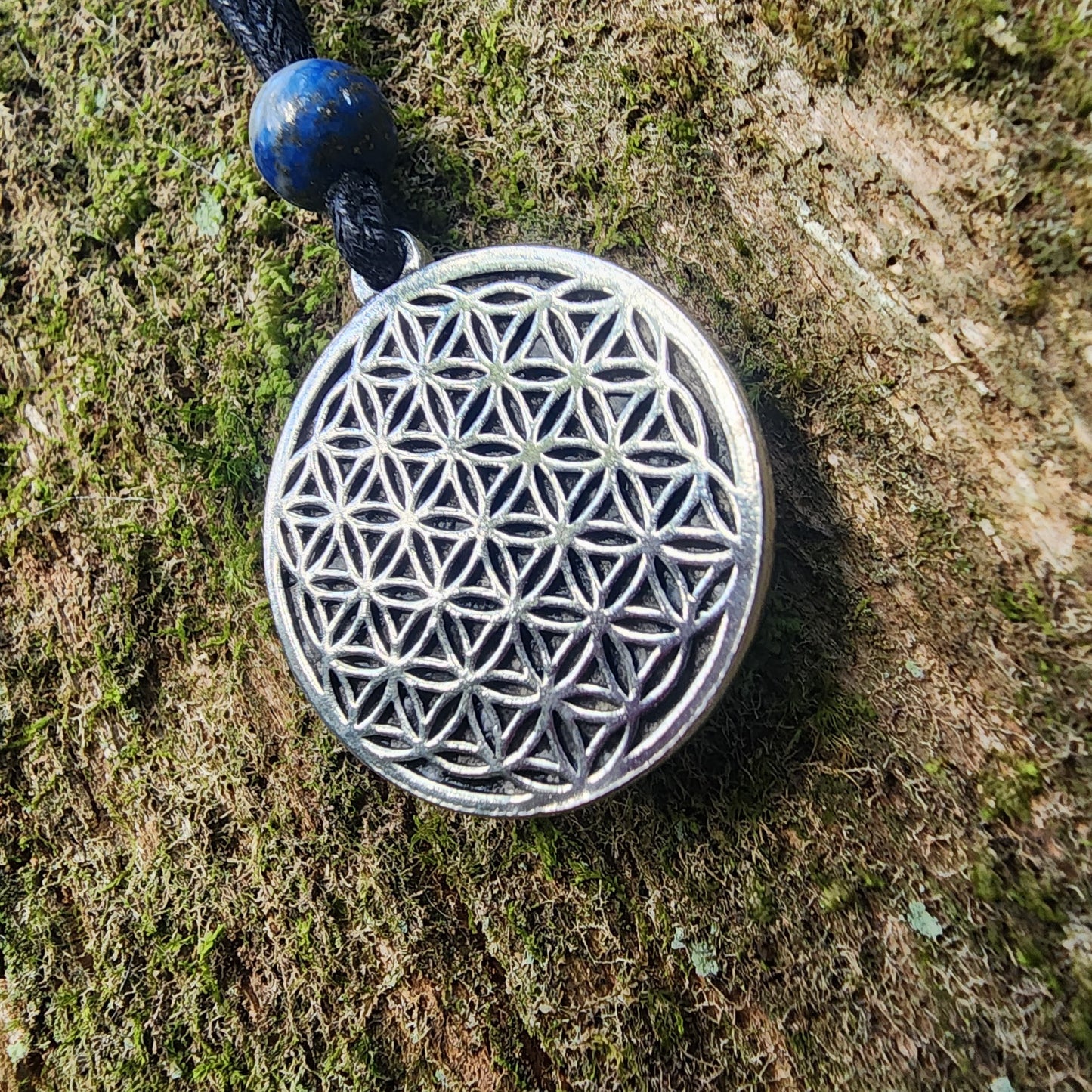Fine Pewter Flower of Life Pendant - Necklace - Double Sided