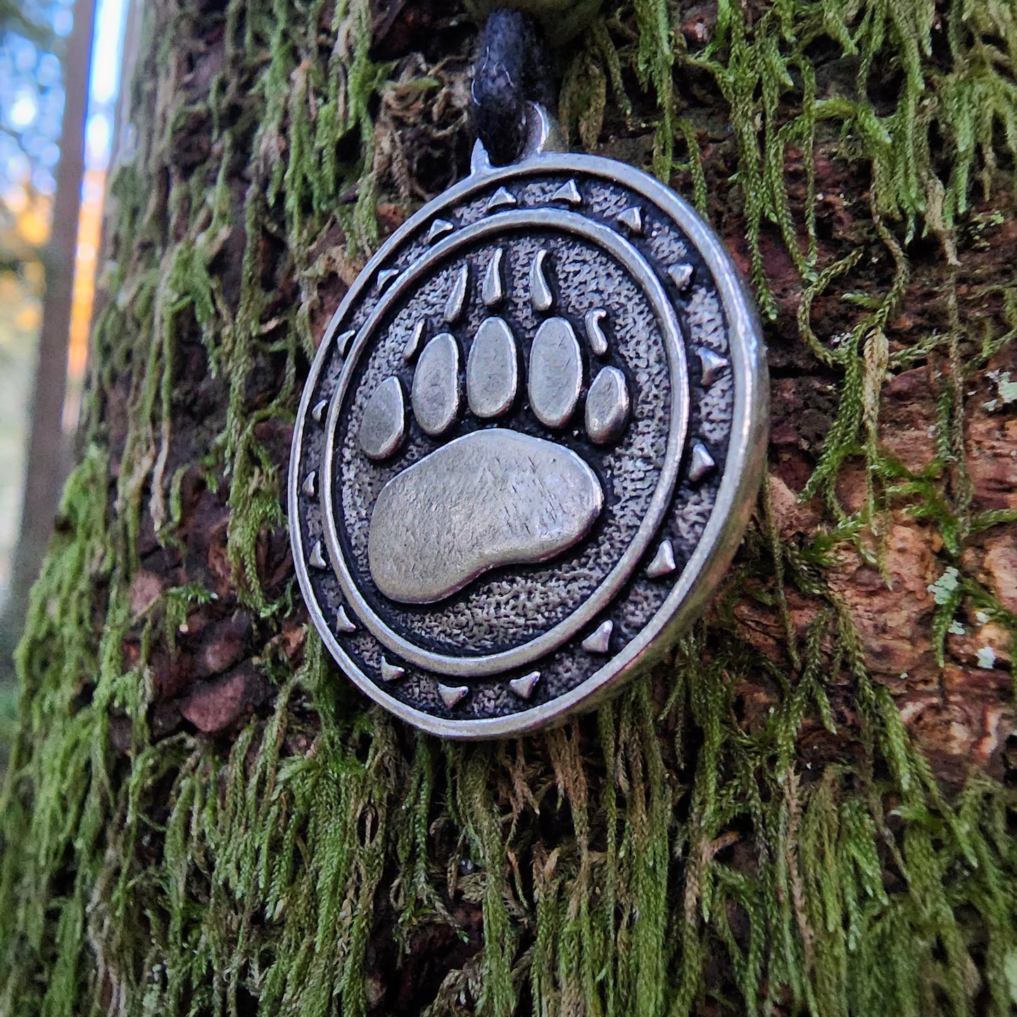 Sterling Silver Bear Paw Pendant - Totem - Double Sided