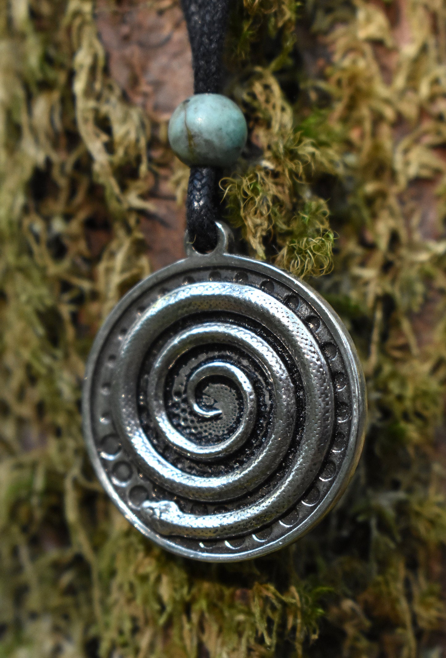 Sterling Silver Serpent Spiral Pendant - Necklace