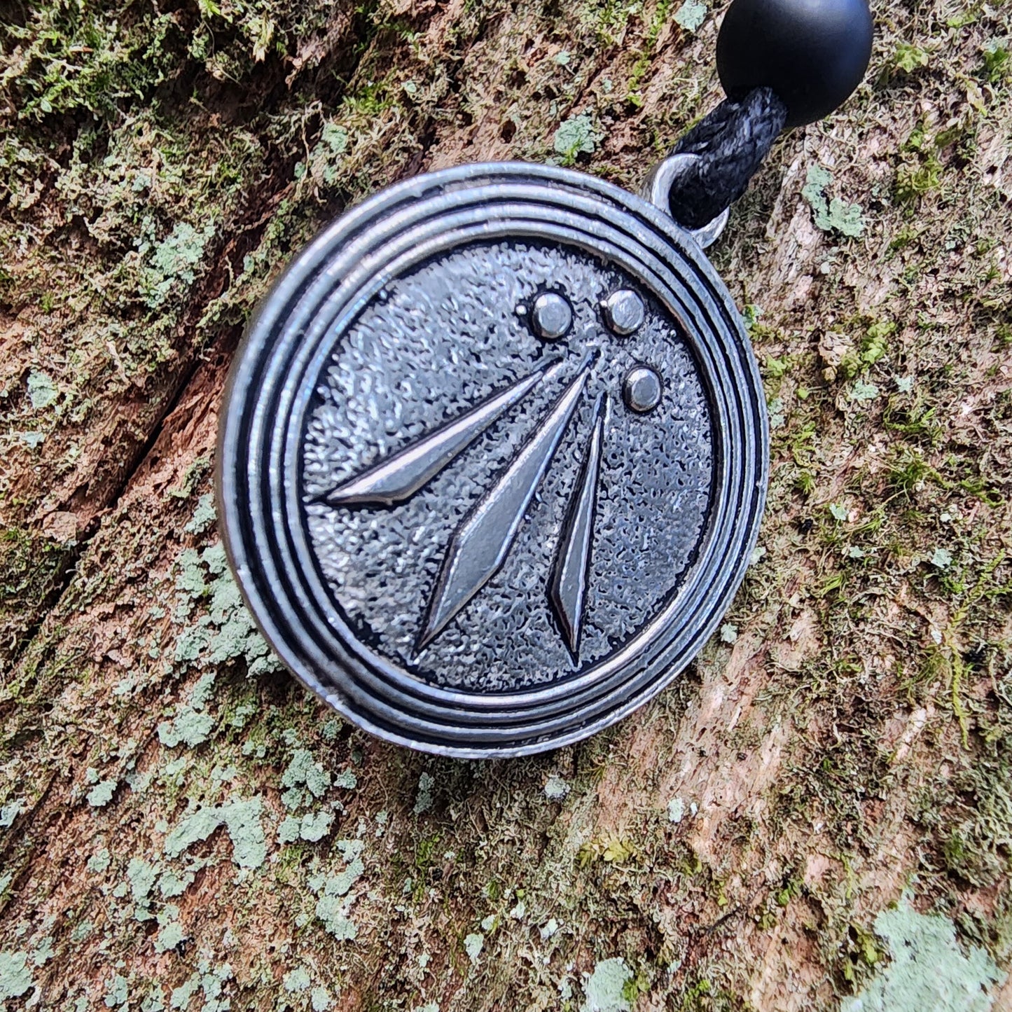 Fine Pewter Druid Awen Symbol Pendant - Necklace - Double Sided