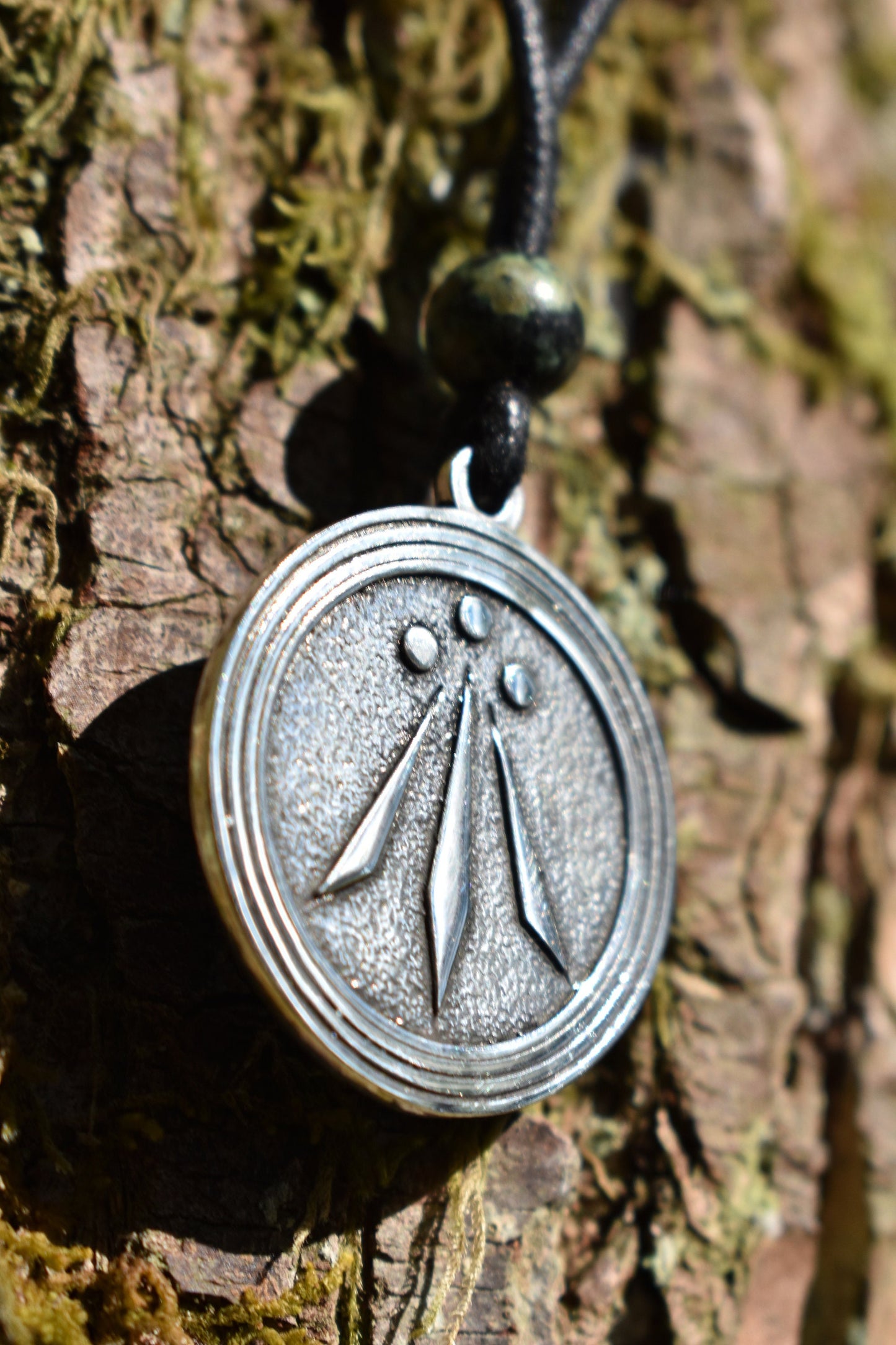 Sterling Silver Druid Awen Symbol Pendant - Double Sided