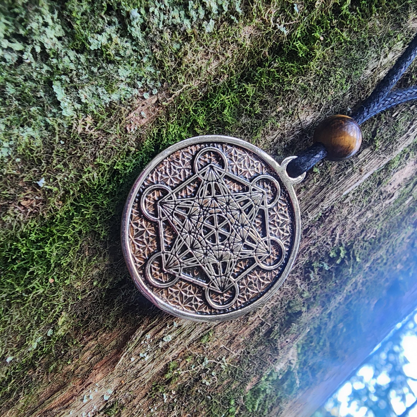 Bronze Metatron's Cube Pendant - Double Sided