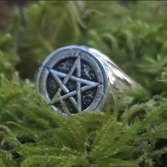 Pentagram Sterling Silver Signet Ring