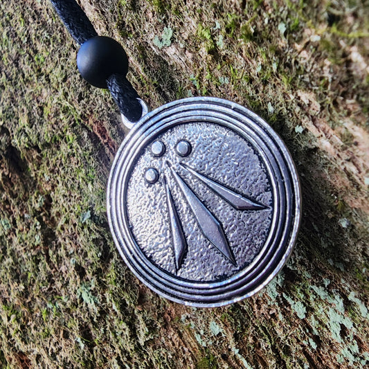 Fine Pewter Druid Awen Symbol Pendant - Necklace - Double Sided