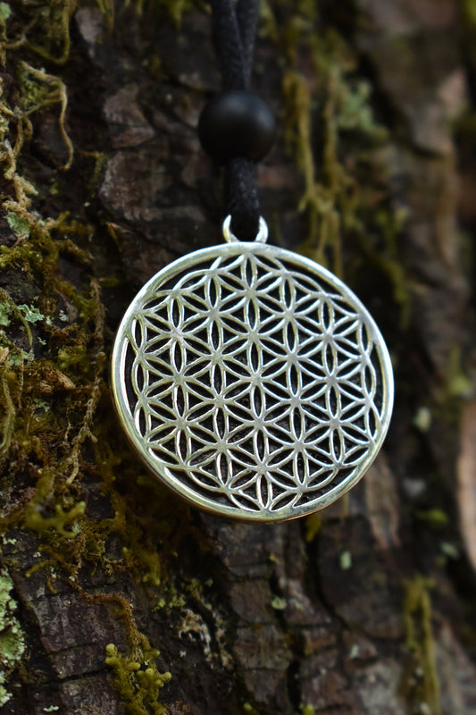 Sterling Silver Flower of Life Pendant - Double Sided