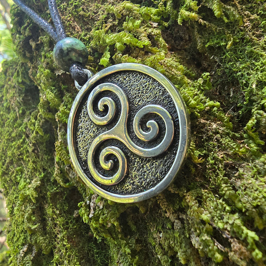 Fine Pewter Triskelion V2 Pendant - Necklace - Double Sided