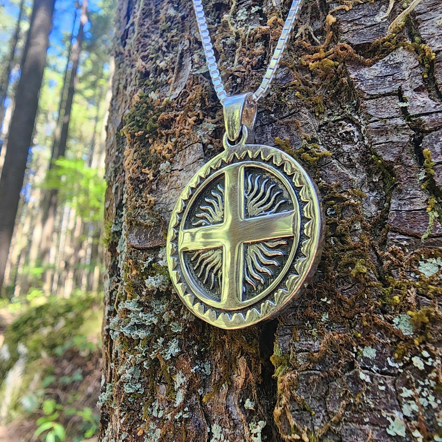 Sterling Silver Solar Cross - Double Sided
