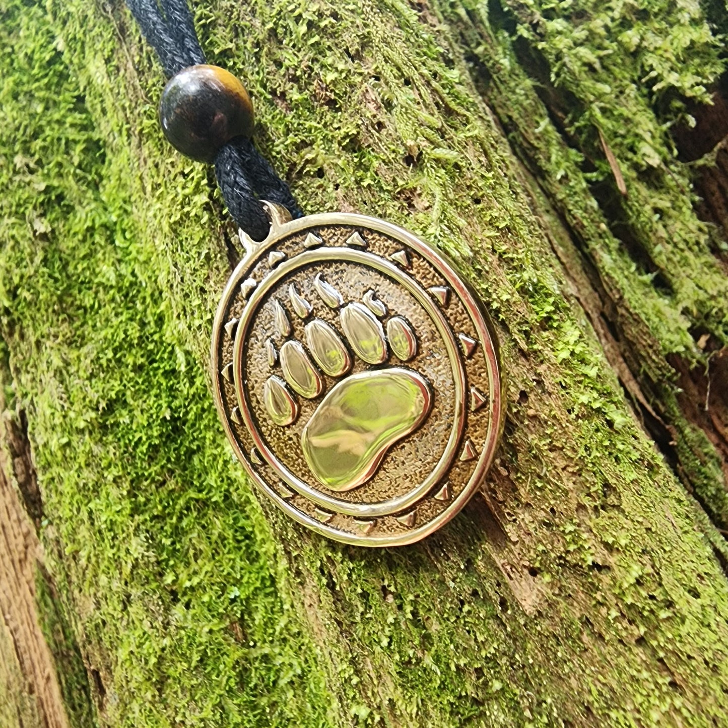 Bronze Bear Paw Pendant - Totem - Double Sided
