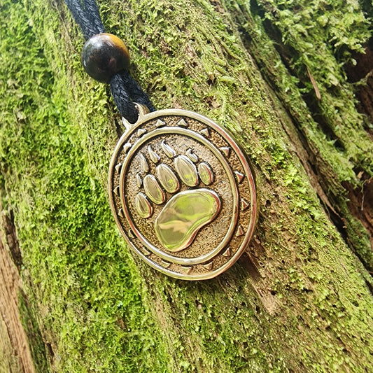 Bronze Bear Paw Pendant - Totem - Double Sided