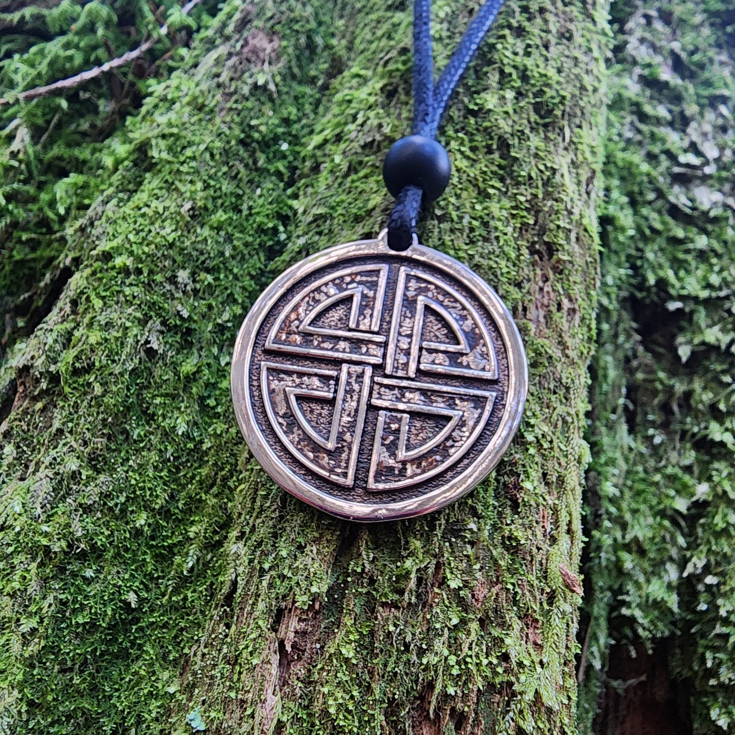Bronze Shield Knot Pendant - Double Sided