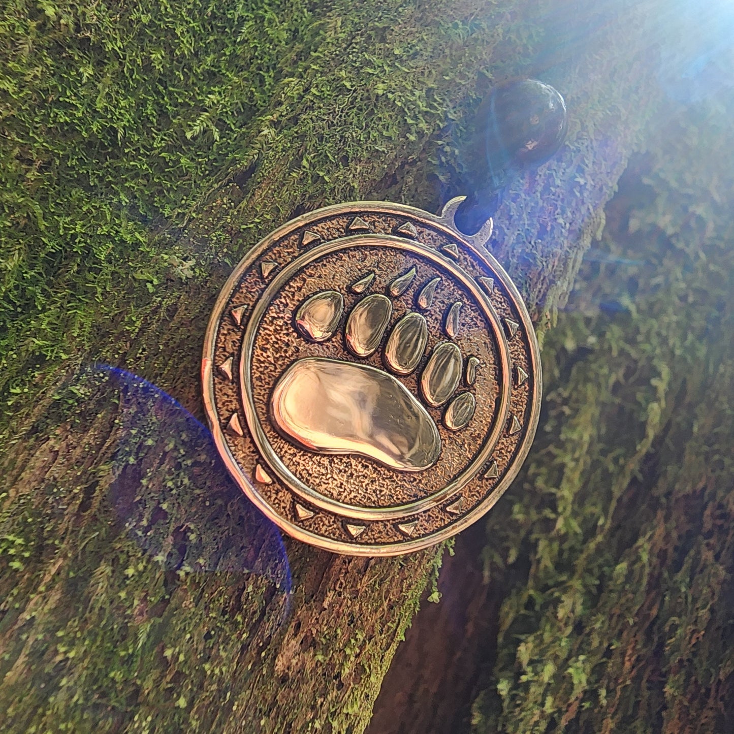 Bronze Bear Paw Pendant - Totem - Double Sided