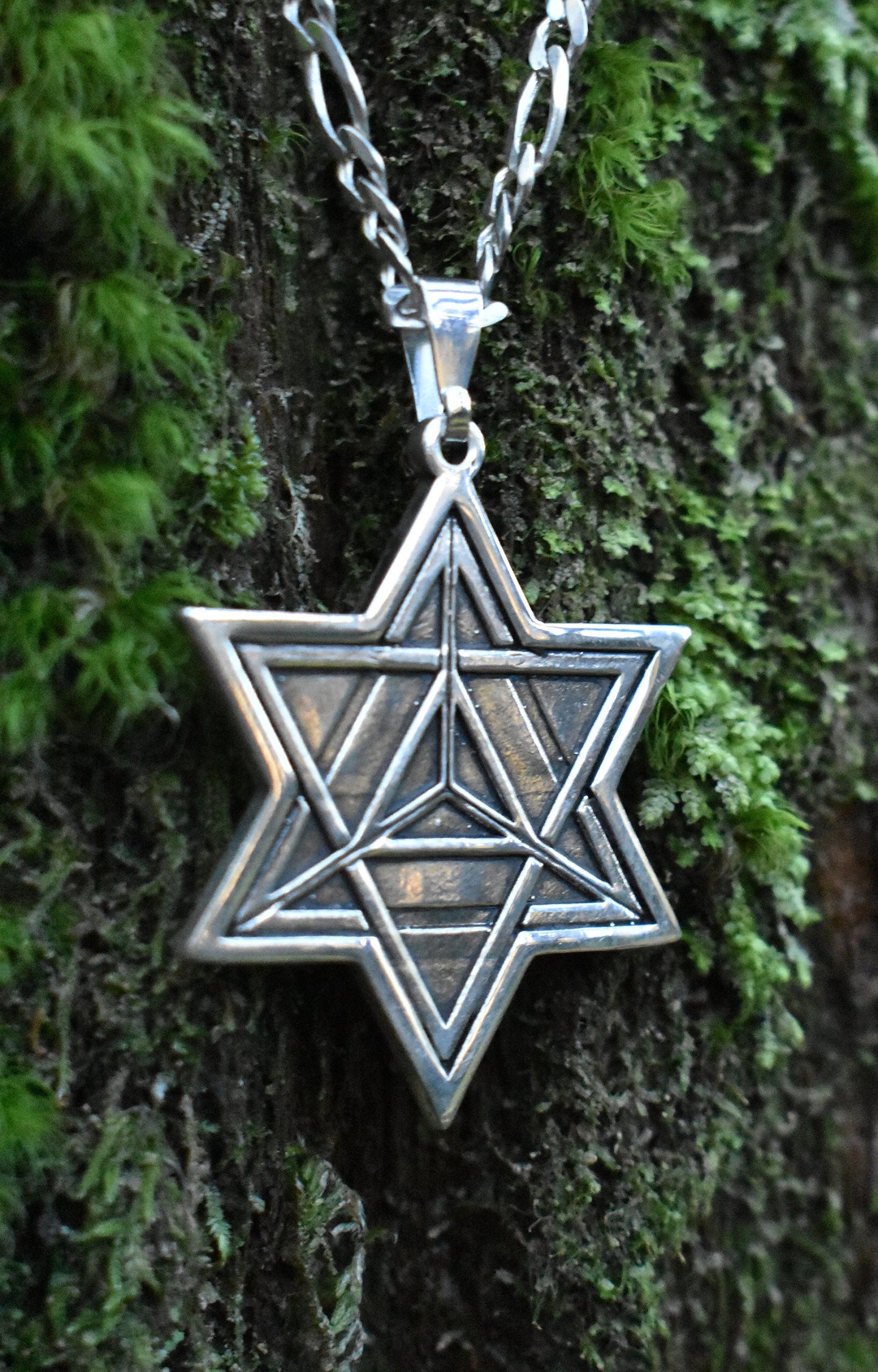 Sterling Silver Merkaba Pendant - Double Sided