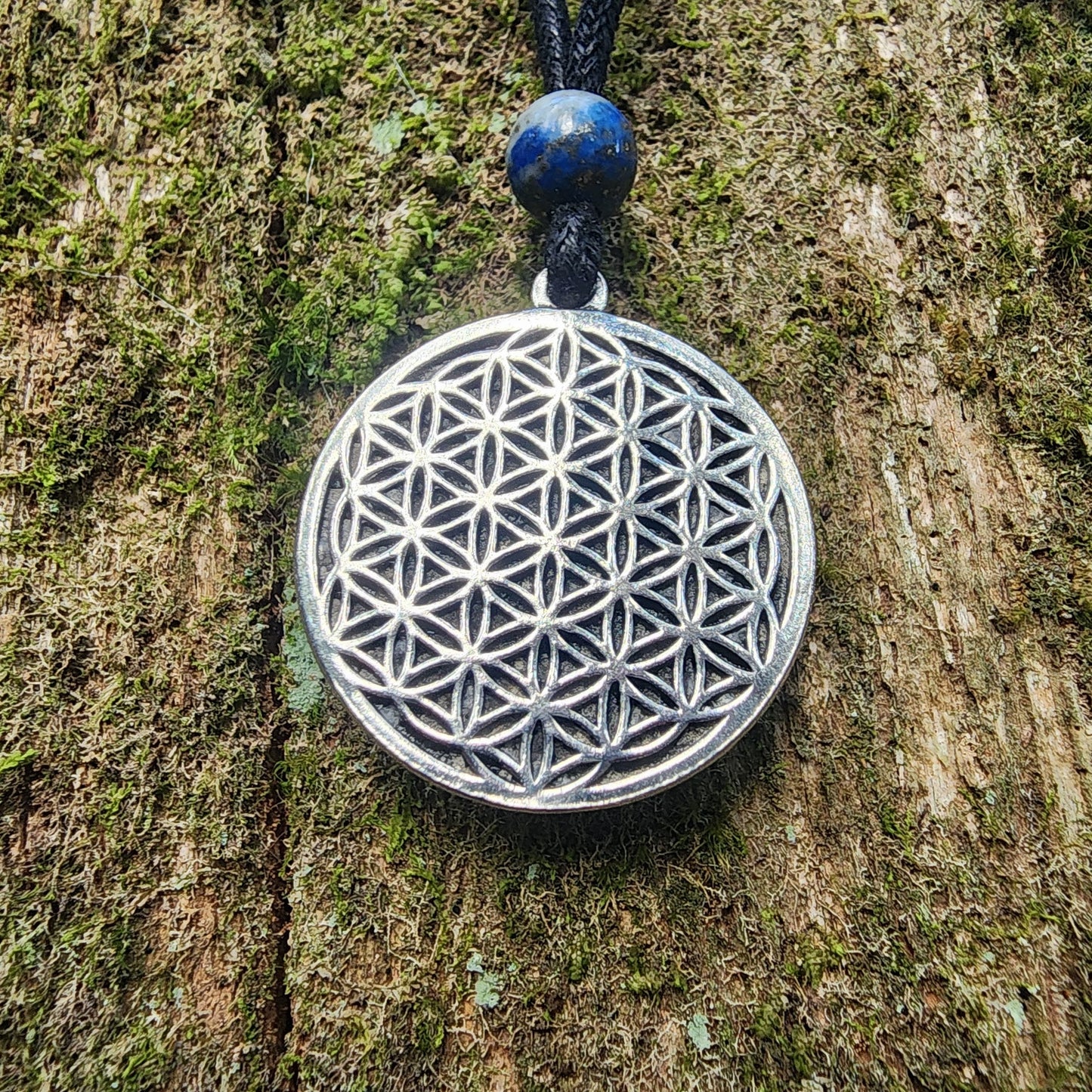 Fine Pewter Flower of Life Pendant - Necklace - Double Sided