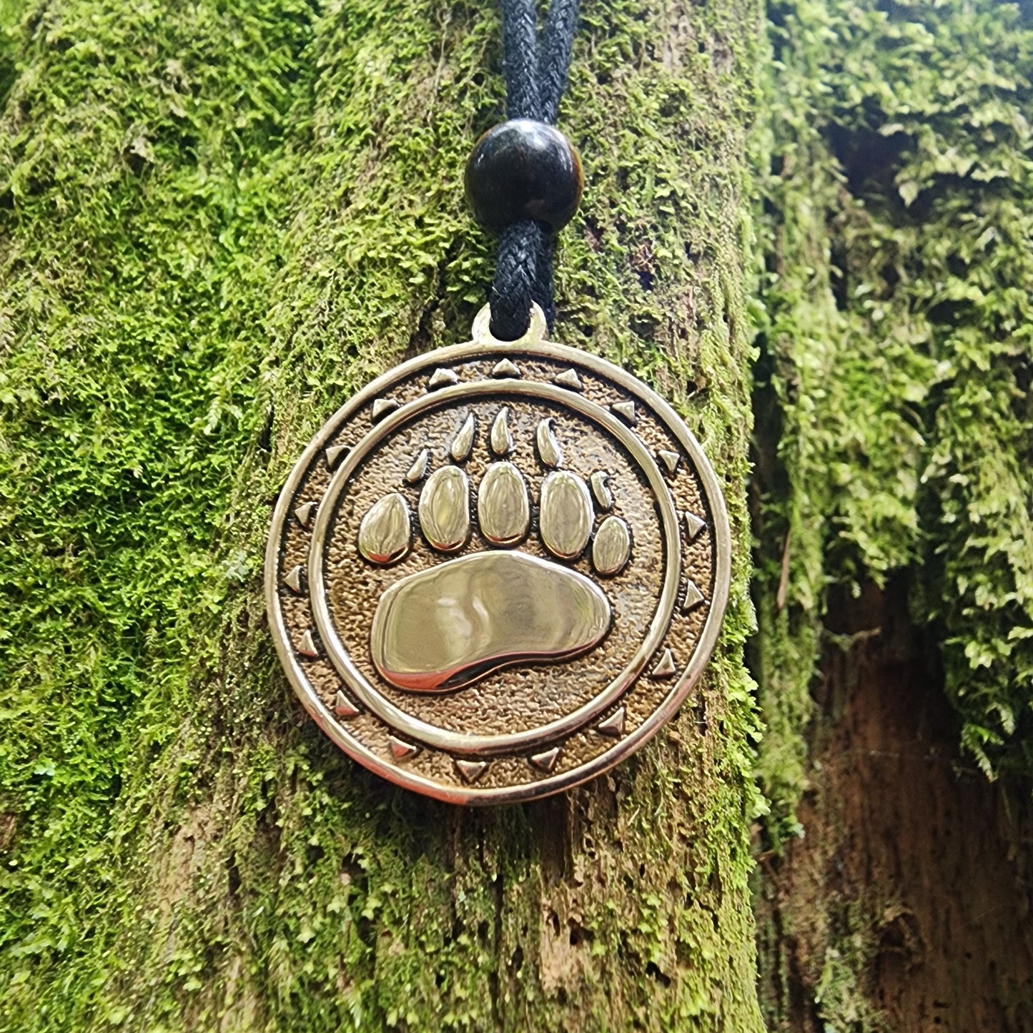 Bronze Bear Paw Pendant - Totem - Double Sided