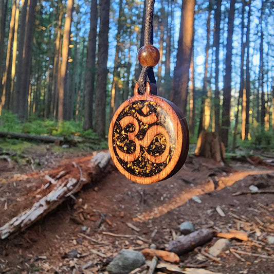 OM Symbol with Black Tourmaline - Tigers Eye