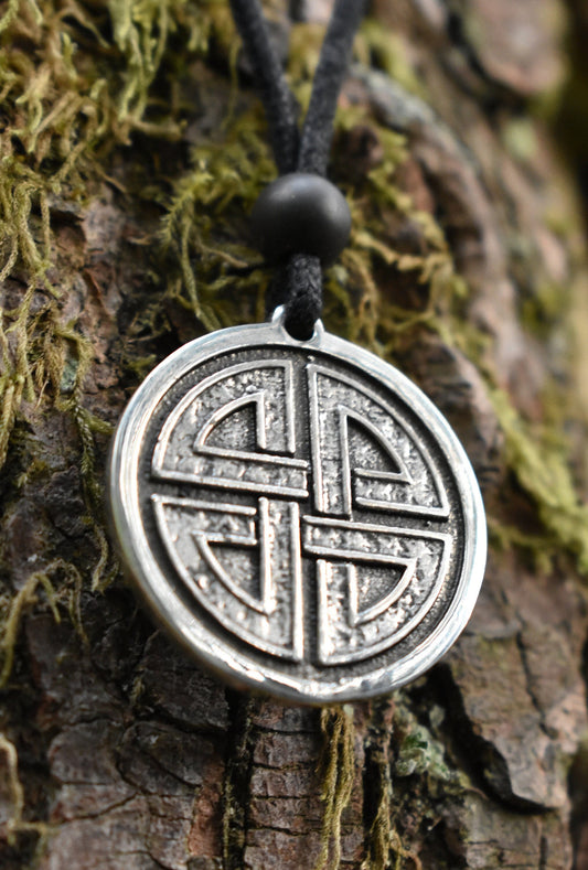Sterling Silver Shield Knot Pendant - Double Sided