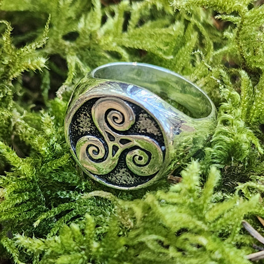 Triskelion Sterling Silver Signet Ring