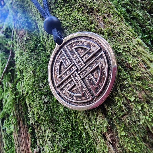 Bronze Shield Knot Pendant - Double Sided