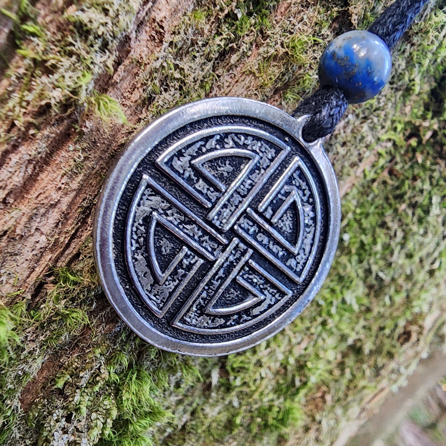 Fine Pewter Shield Knot Pendant - Double Sided