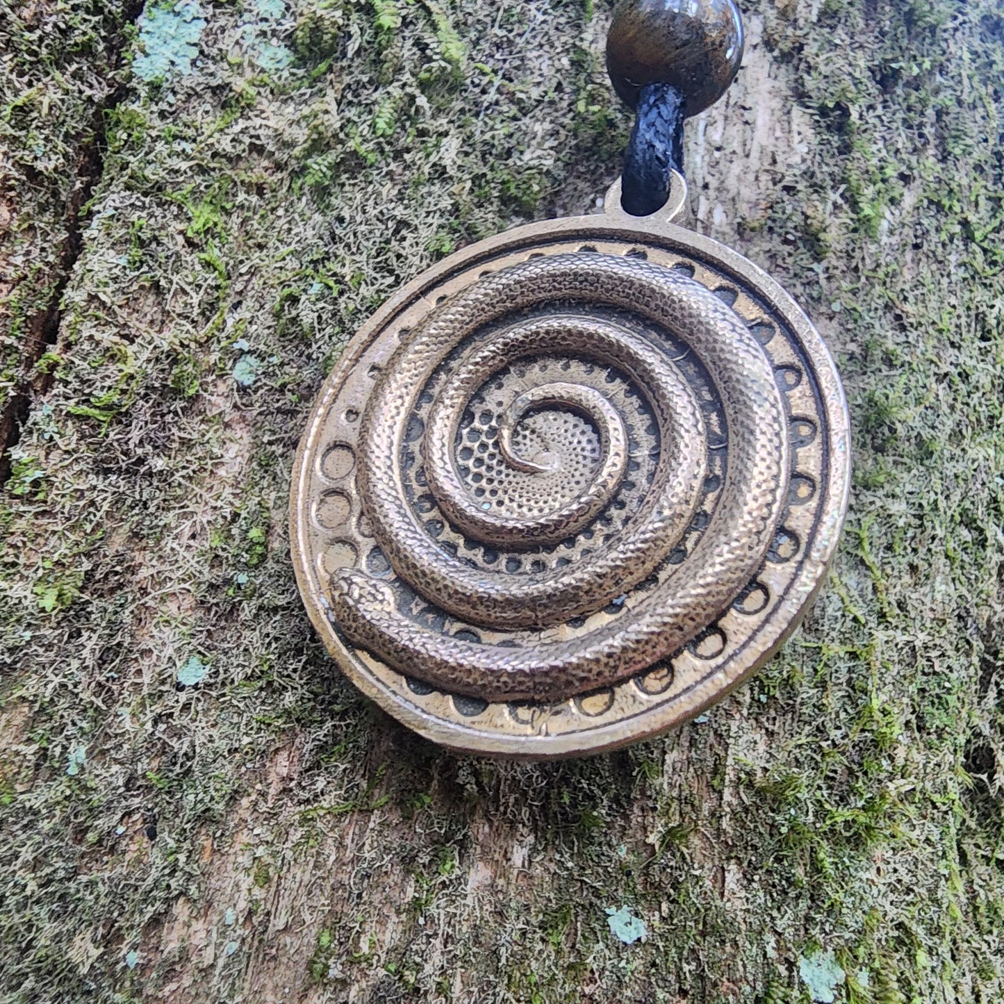 Bronze Serpent Spiral Pendant - Necklace
