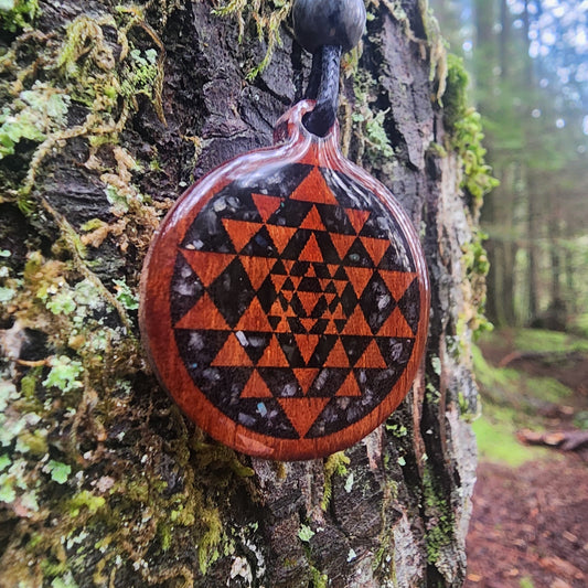 Sri Yantra with Black Tourmaline - Labradorite