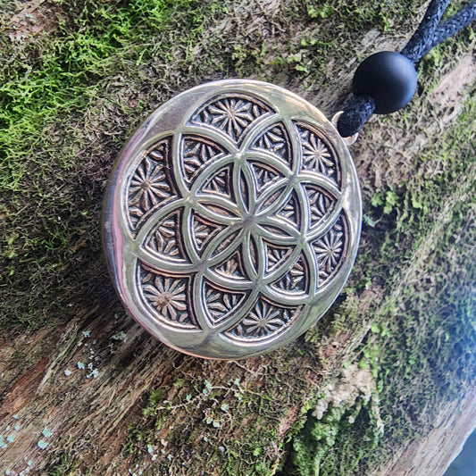 Bronze Seed of Life Pendant - Double Sided
