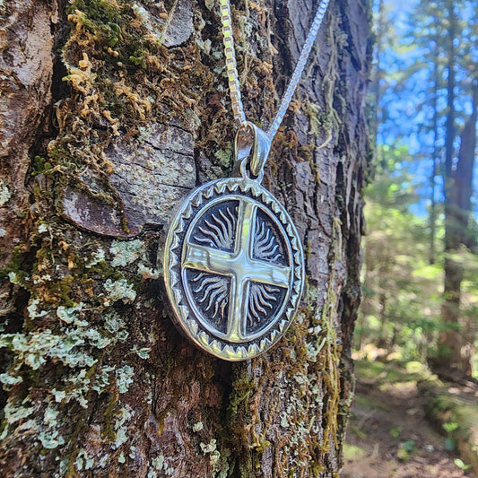 Sterling Silver Solar Cross - Double Sided