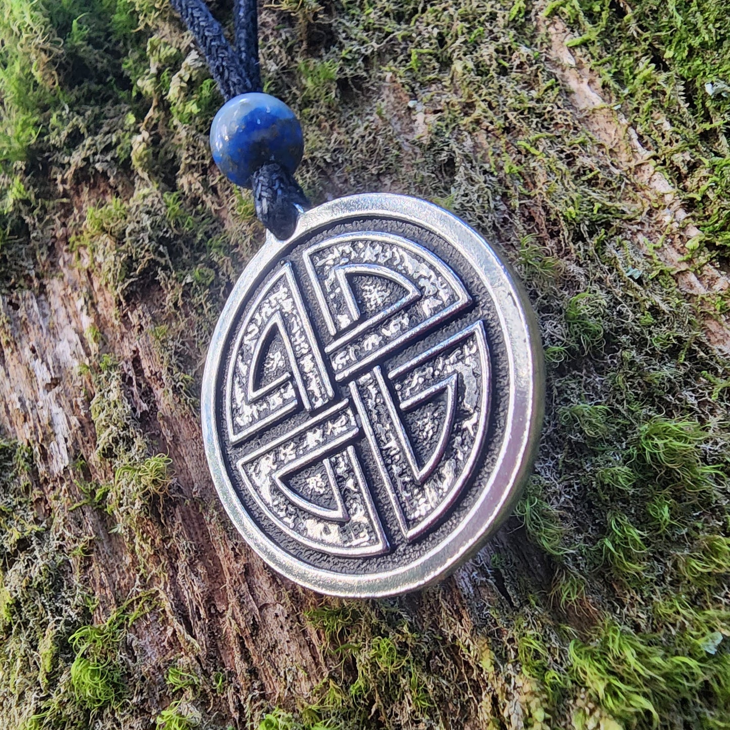 Fine Pewter Shield Knot Pendant - Double Sided