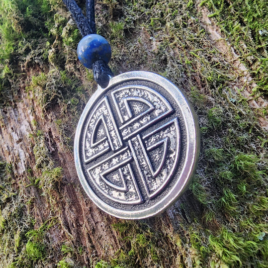 Fine Pewter Shield Knot Pendant - Double Sided