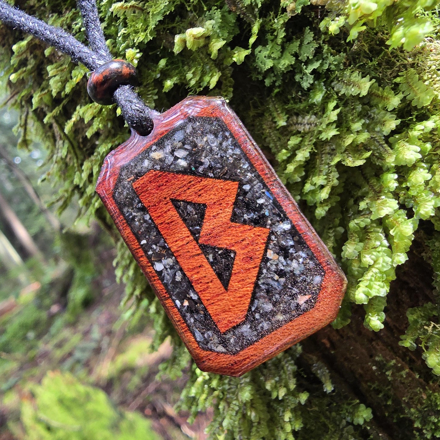 Berkano Rune Pendant - Necklace with Black tourmaline - Labradorite