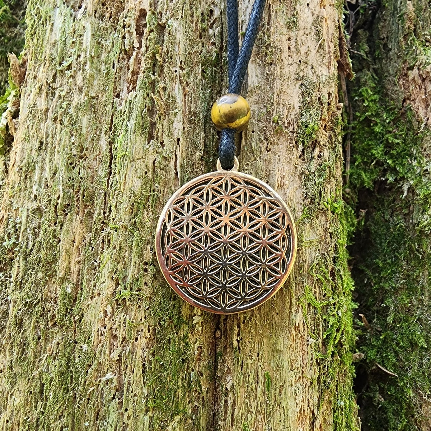 Bronze Flower of Life Pendant - Double Sided