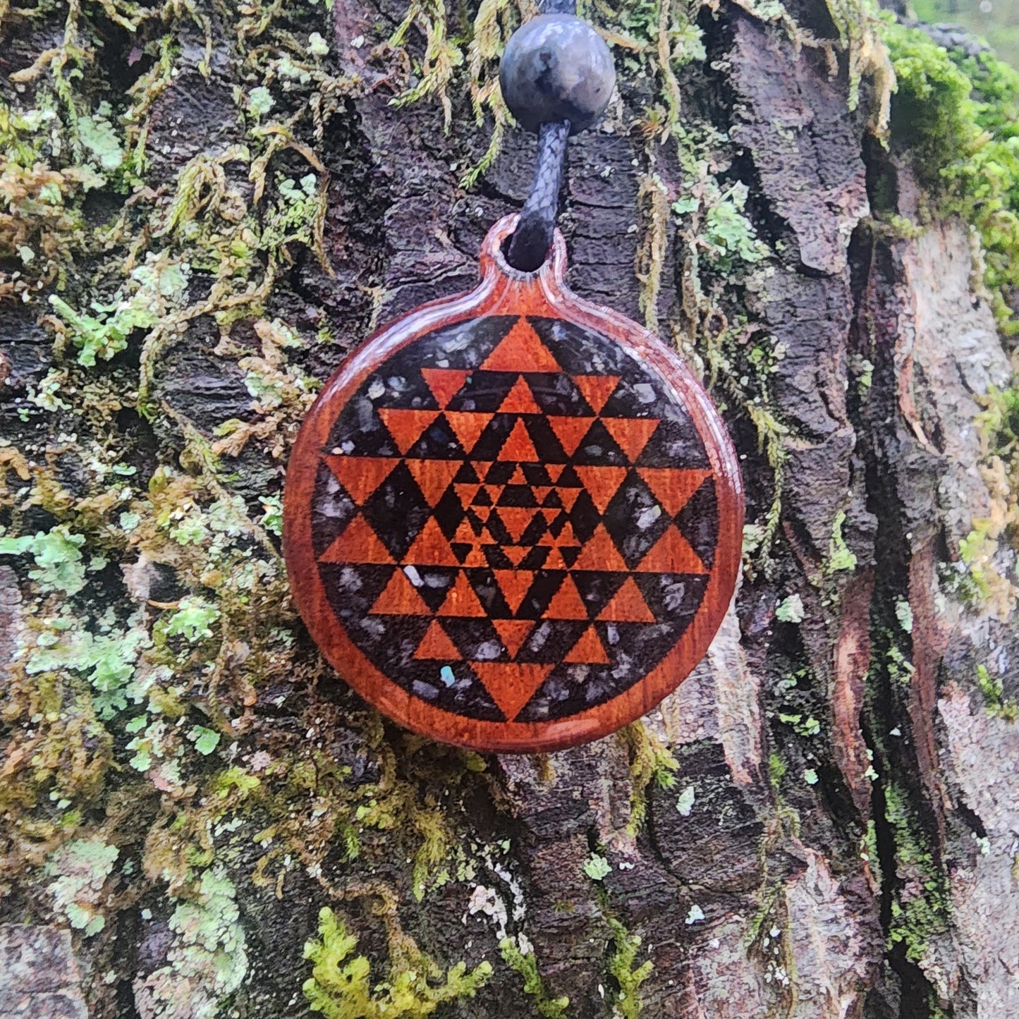 Sri Yantra with Black Tourmaline - Labradorite