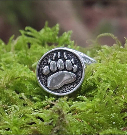 Bear Paw Sterling Silver Signet Ring