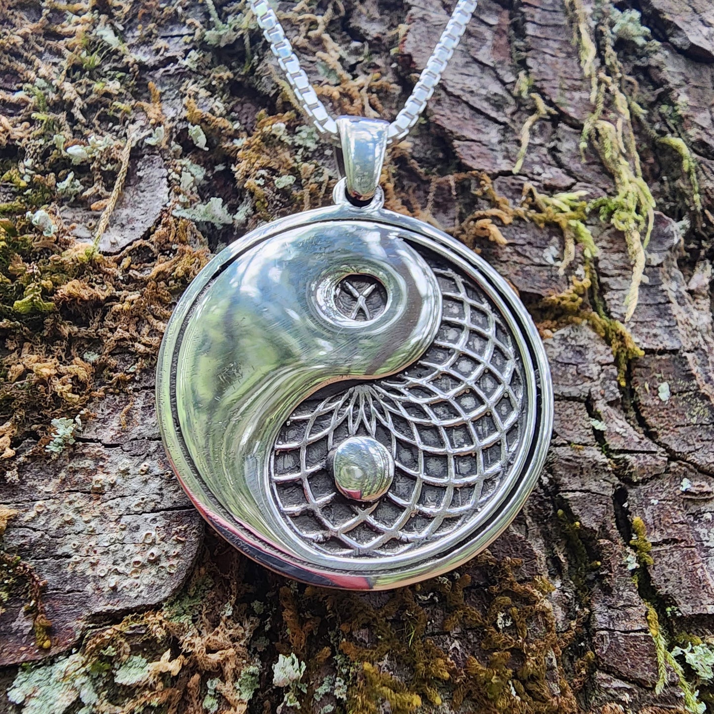 Sterling Silver Yin Yang with Torus Pendant - Double Sided