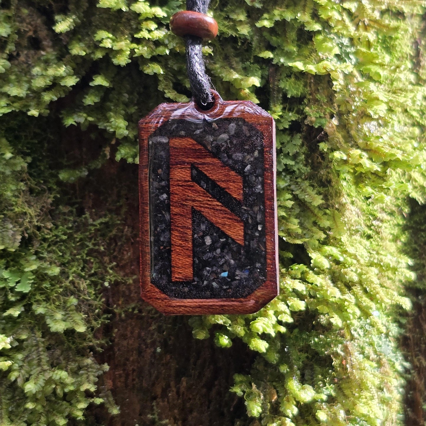 Ansuz Rune Pendant - Necklace with Black tourmaline - Labradorite