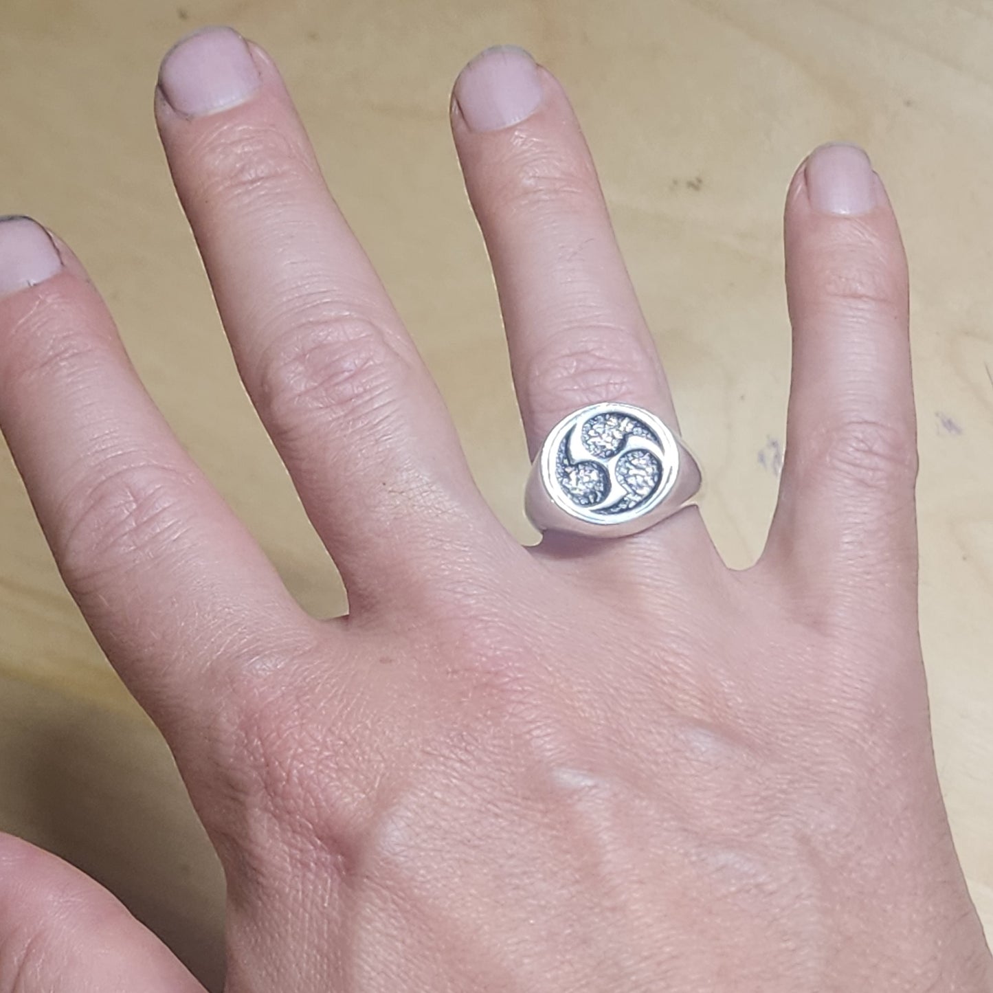 Mitsudomoe Sterling Silver Signet Ring