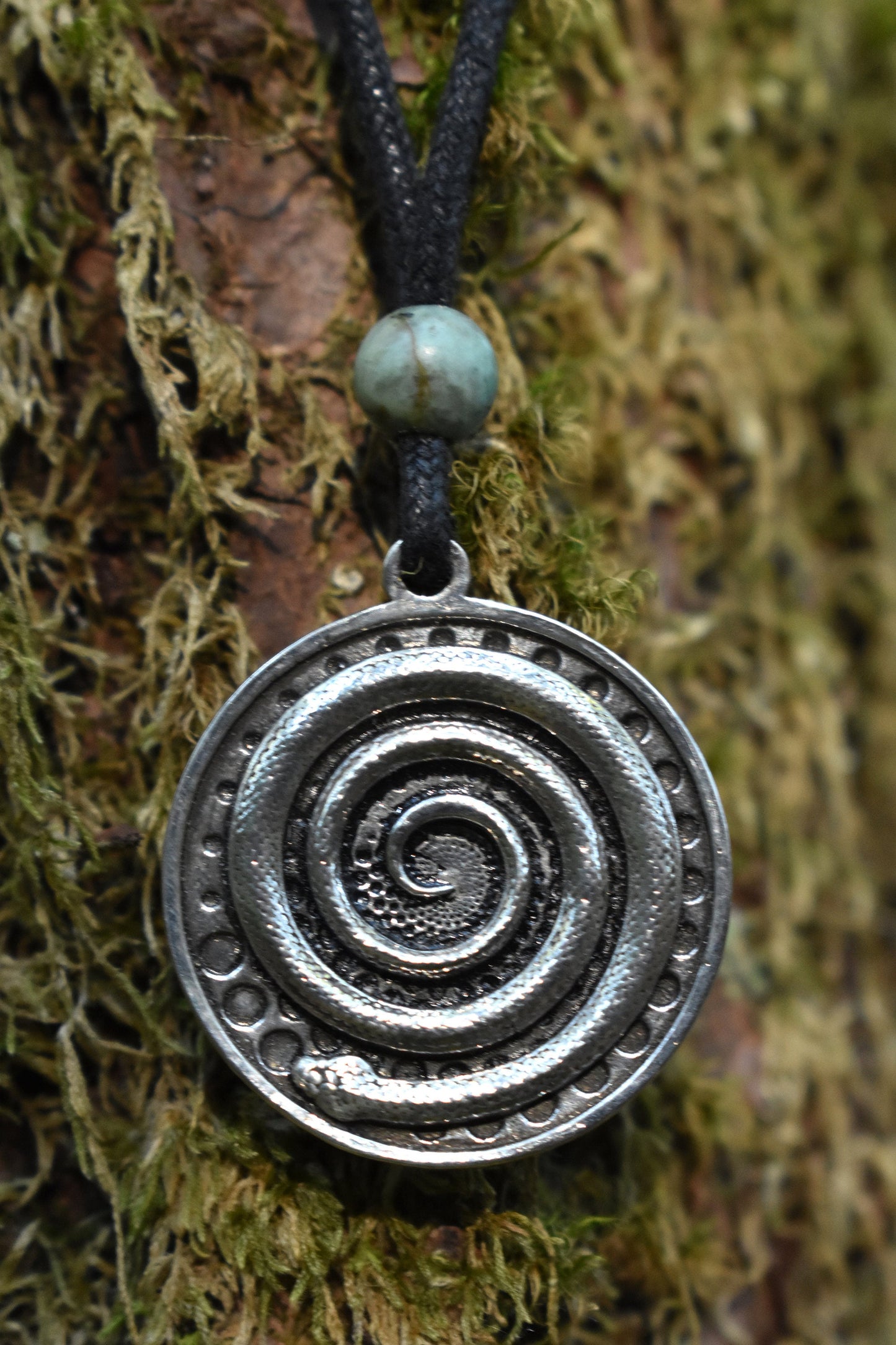 Sterling Silver Serpent Spiral Pendant - Necklace