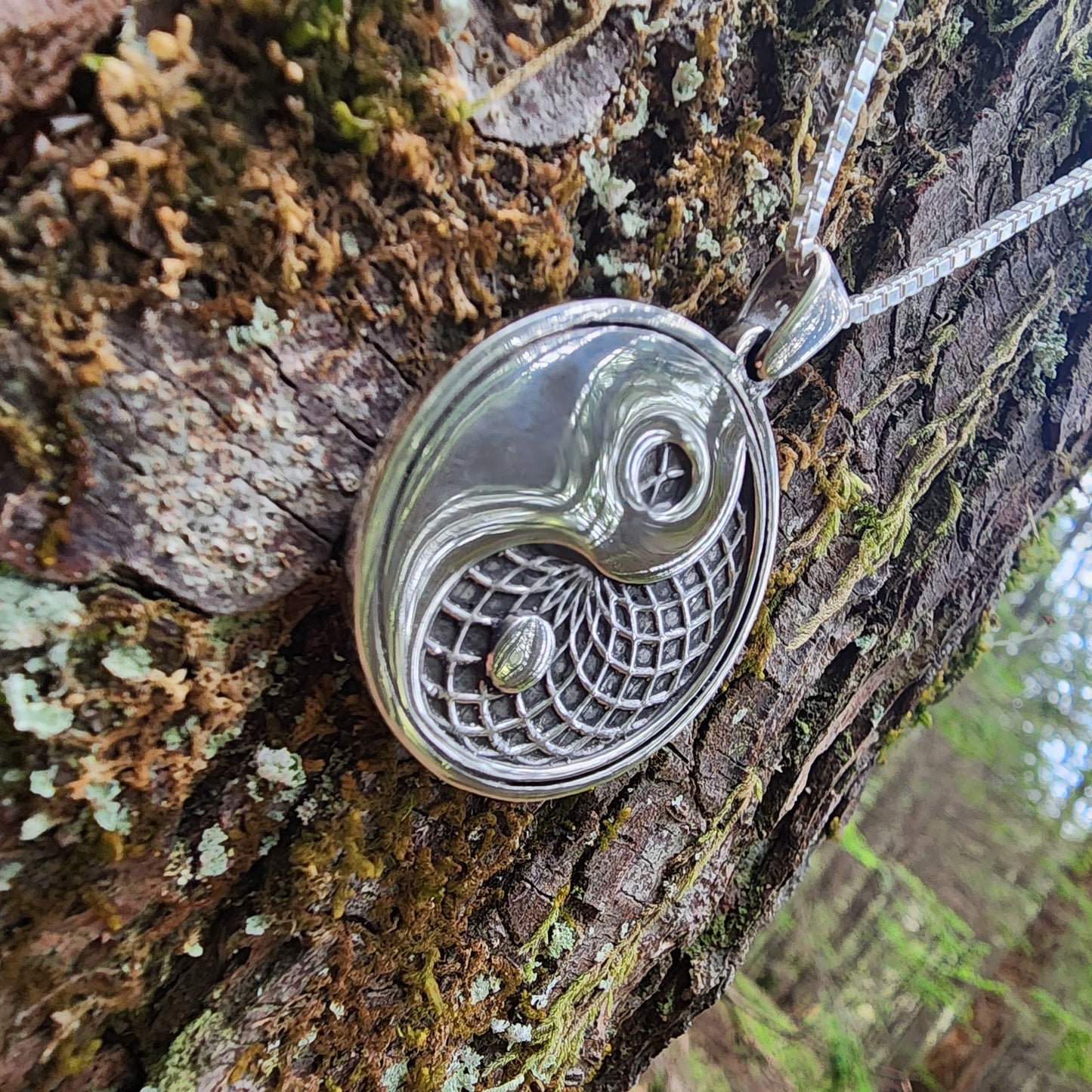 Sterling Silver Yin Yang with Torus Pendant - Double Sided