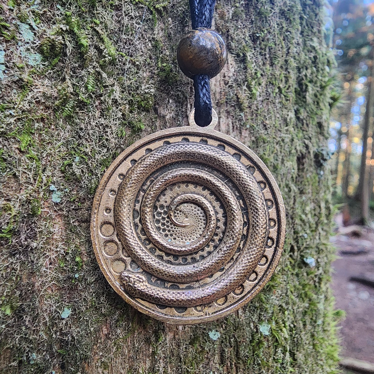 Bronze Serpent Spiral Pendant - Necklace