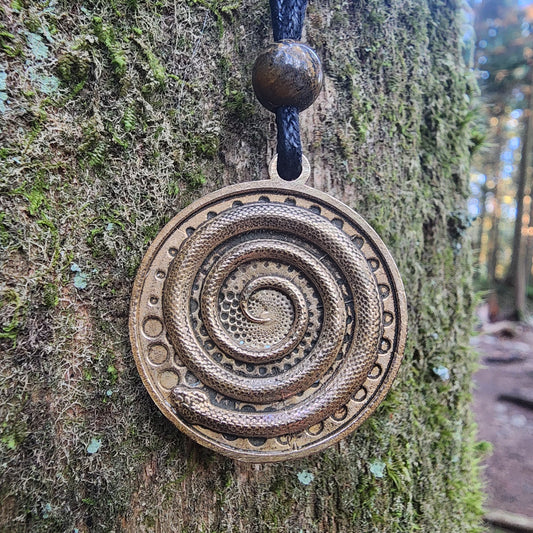 Bronze Serpent Spiral Pendant - Necklace