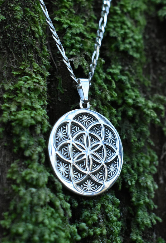 Sterling Silver Seed of Life Pendant - Double Sided