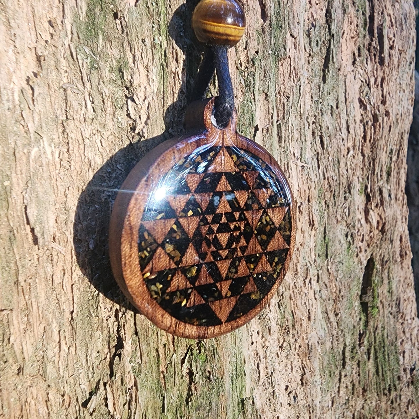 Sri Yantra with Black Tourmaline - Tigers Eye