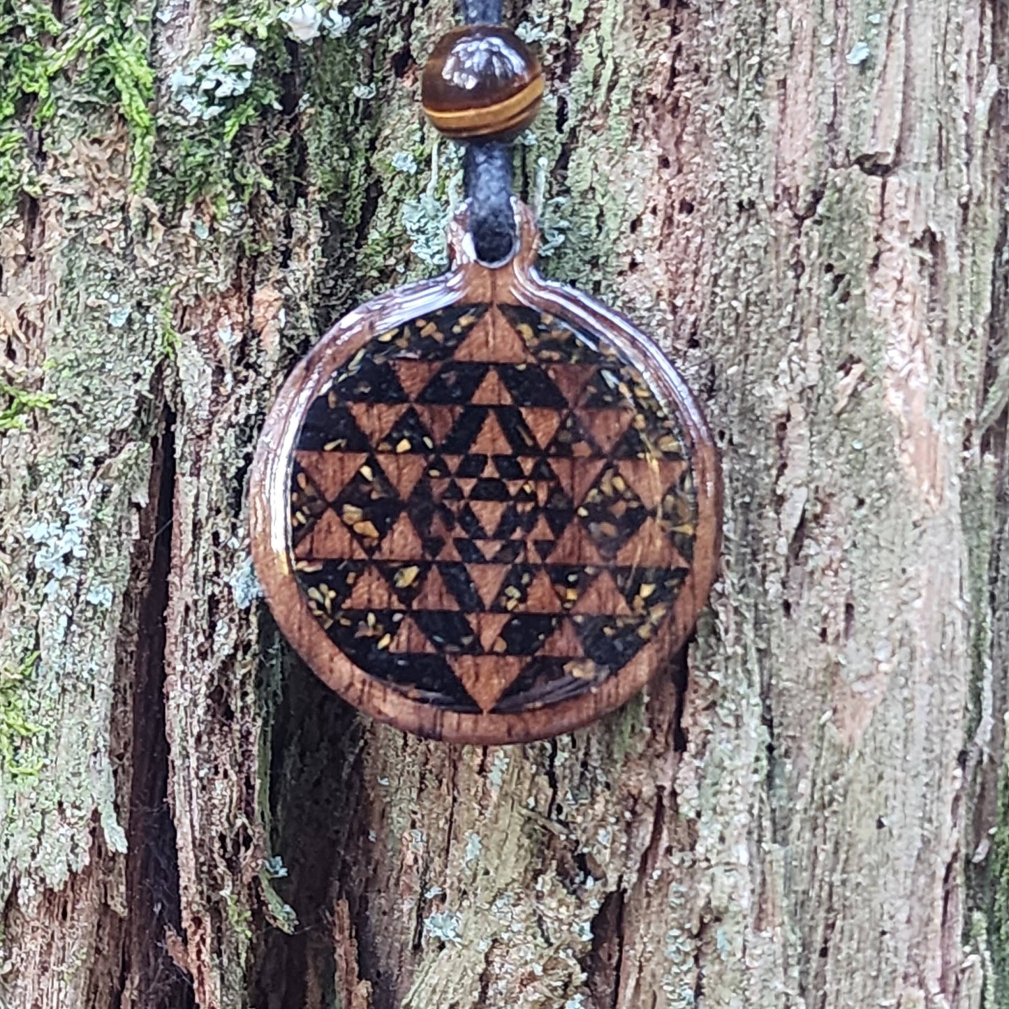 Sri Yantra with Black Tourmaline - Tigers Eye
